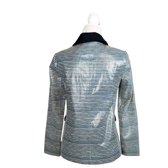 Tory Burch Piper Leather Snakeskin Effect Striped Jacket $1095 Size 2 - Picture 7 of 12